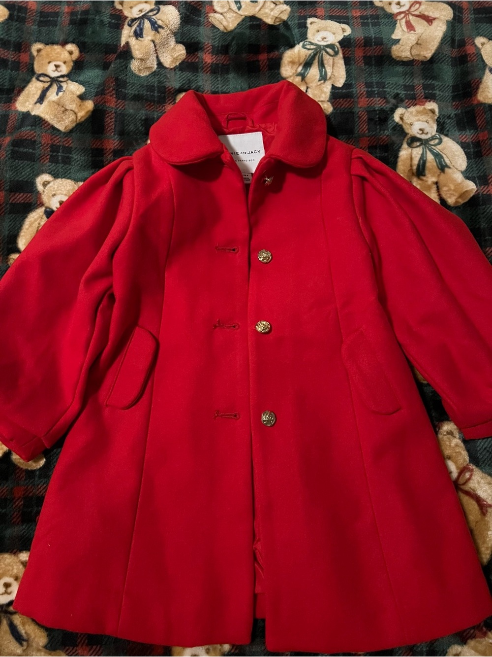 Janie and Jack Bright Red Wool Pea Coat for Girls